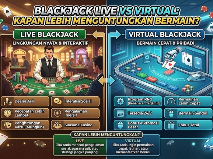 blackjack live vs virtual